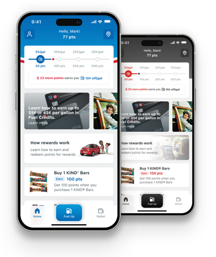 The Chevron mobile app on a phone screen