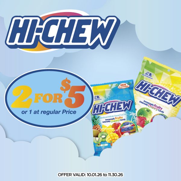 Hi Chew offer: Buy Any 2 Hi Chew for $5 or 1 at Regular Price