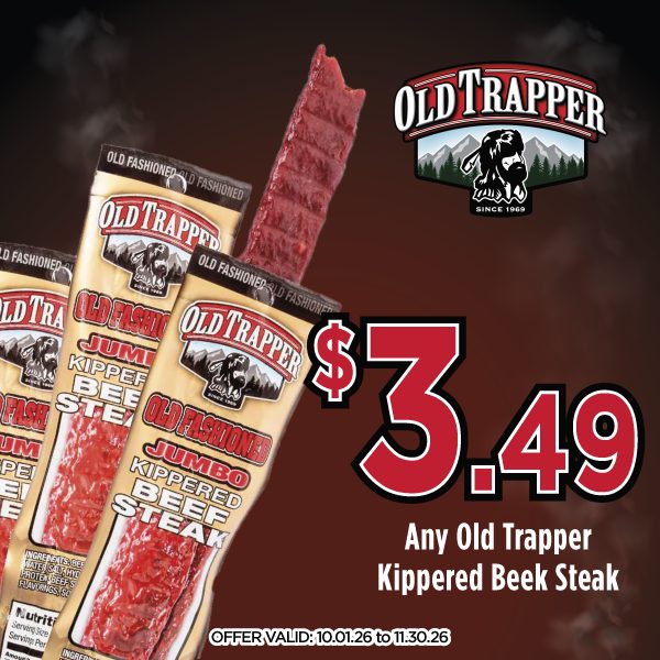 Old Trapper offer: Buy Any Old Trapper Kippered Steak for $3.49